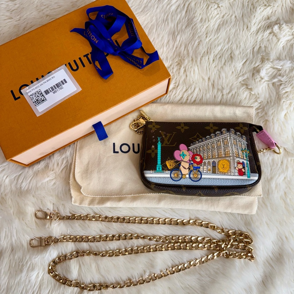 Louis Vuitton Crossbody Pink Vivienne Holiday Limited Edition Mini Pochette